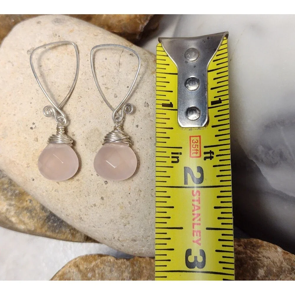 Sterling Silver Pink Facet Stone Dangle Earrings